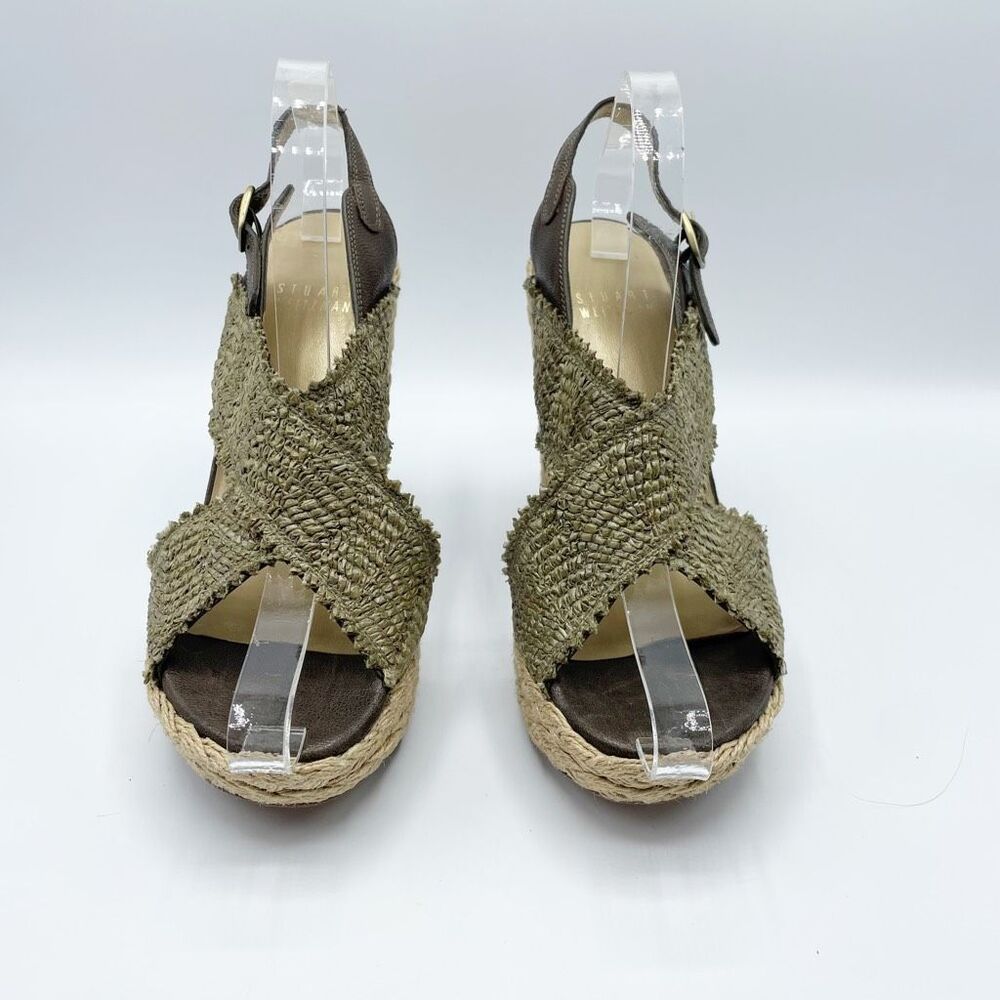 Stuart Weitzman Toogood Wrinkle Raffia Alex Wedge Espadrille Platform Sandal